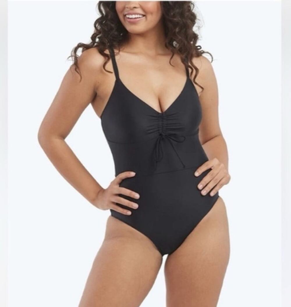 summersalt Black One-Piece Swimsuit with Adjustable Front Tie